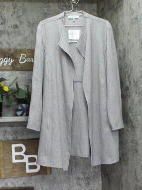 Kasper Gray Draped Open Front Jacket 10909049 Pebble Xl Sz XL